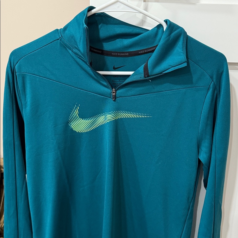Nike Teal Sweatshirt with Lime Logo